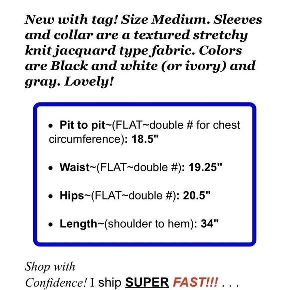 NWT Zaza Coutoure Sz M Black White Checkered Shift Dress NEW Jacquard Dress - Picture 3 of 7